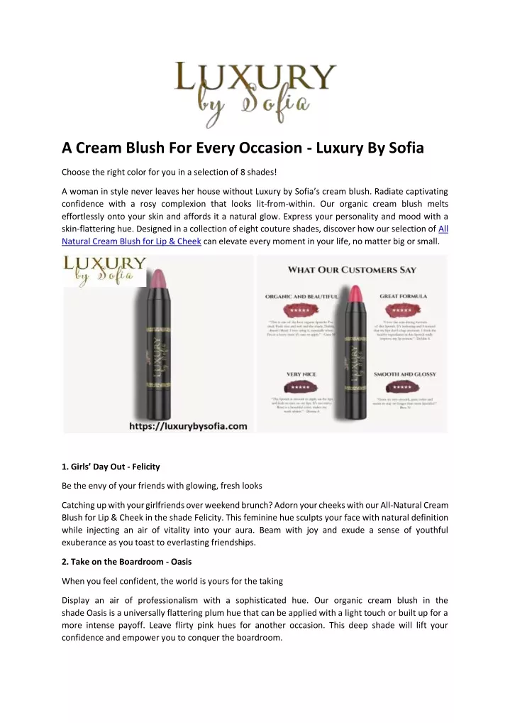 a cream blush for every occasion luxury by sofia
