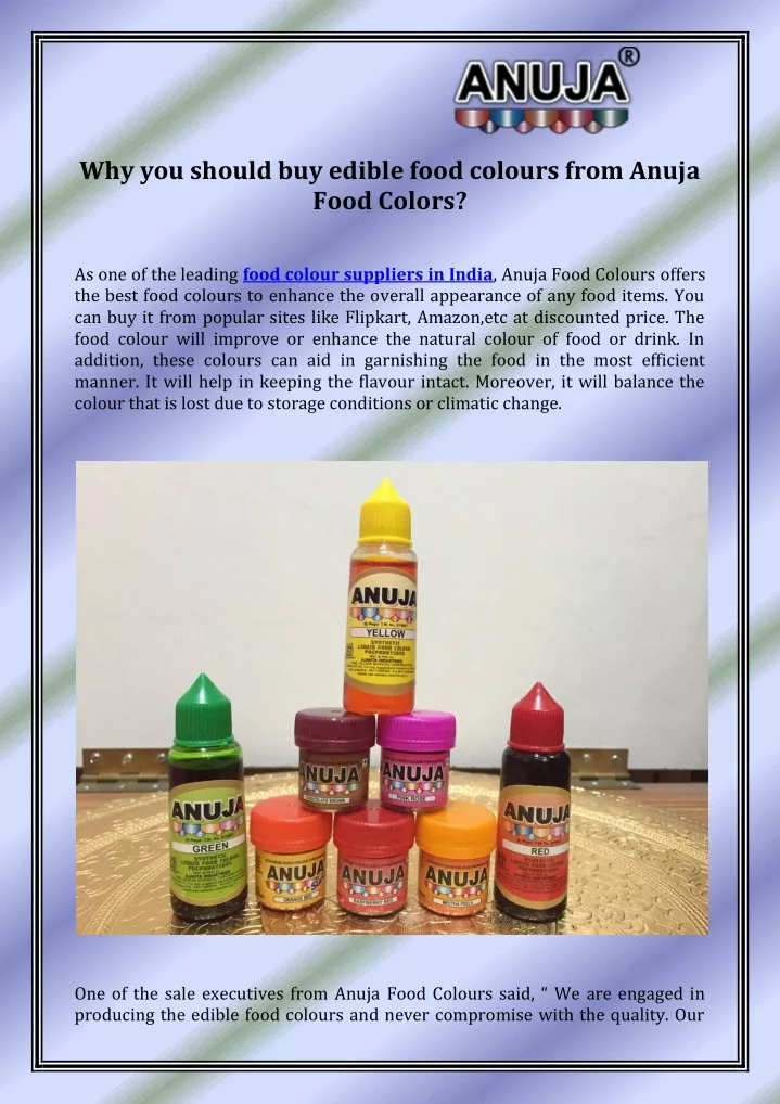 why you should buy edible food colours from anuja