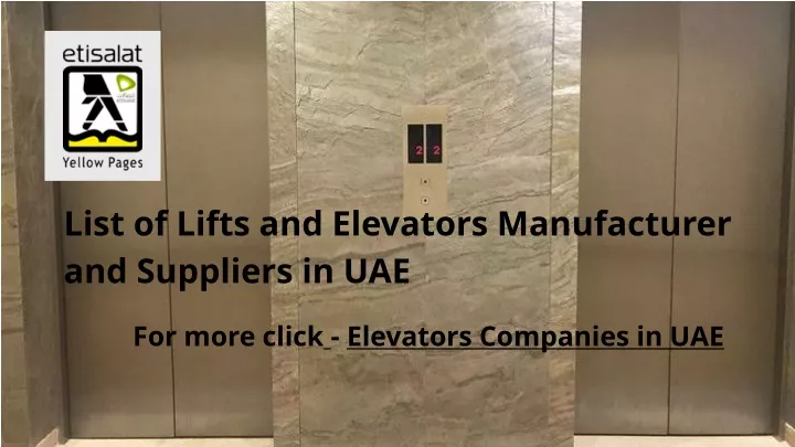 list of lifts and elevators manufacturer