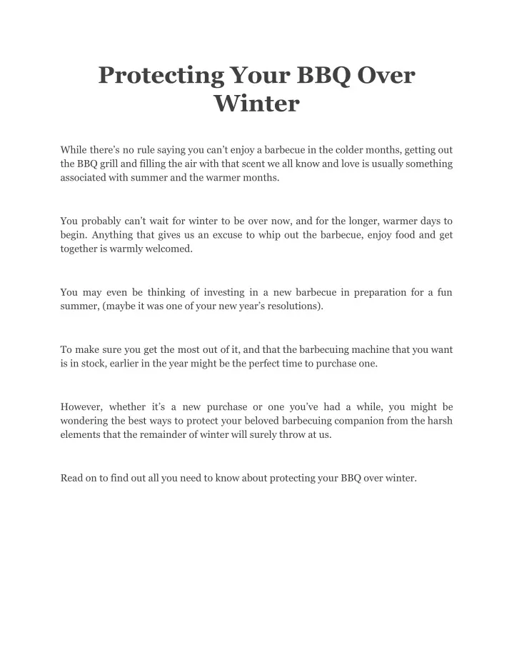 protecting your bbq over winter