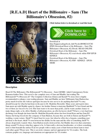 [R.E.A.D] Heart of the Billionaire ~ Sam (The Billionaire's Obsession  #2) (READ-PDF!)