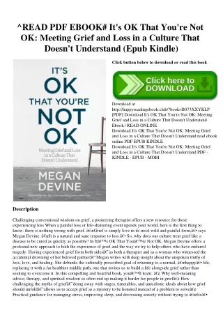 ^READ PDF EBOOK# It's OK That You're Not OK Meeting Grief and Loss in a Culture That Doesn't Understand (Epub Kindle)