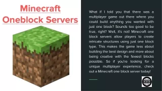 Minecraft Oneblock Servers