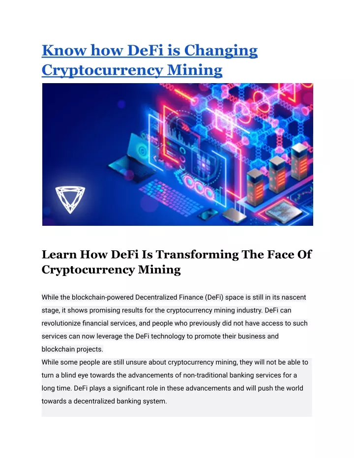 know how defi is changing cryptocurrency mining