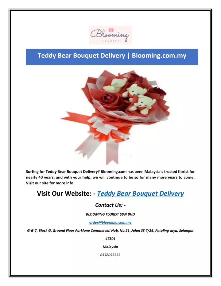 teddy bear bouquet delivery blooming com my