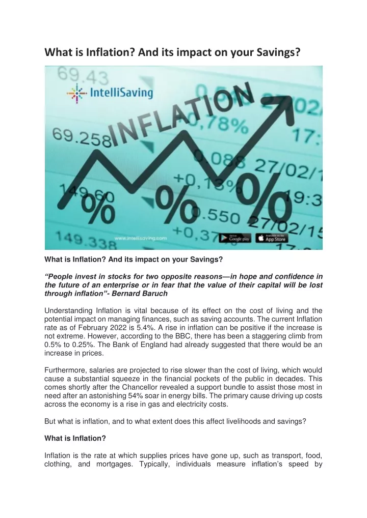 what is inflation and its impact on your savings