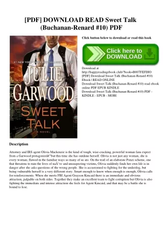 [PDF] DOWNLOAD READ Sweet Talk (Buchanan-Renard #10) PDF