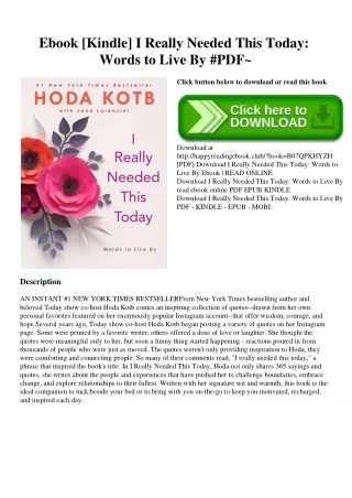Ebook [Kindle] I Really Needed This Today Words to Live By #PDF~