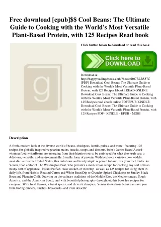 Free download [epub]$$ Cool Beans The Ultimate Guide to Cooking with the World's Most Versatile Plant-Based Protein  wit
