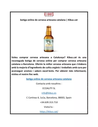 botiga online de cervesa artesana catalana | Kibus.cat