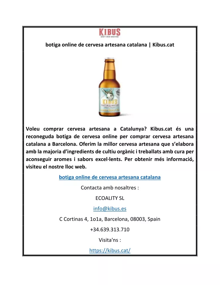 botiga online de cervesa artesana catalana kibus