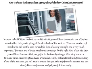How to choose the best used car agency taking help from OnlineCarReport.com?