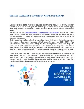 DIGITAL MARKETING COURSES IN PIMPRI CHINCHWAD
