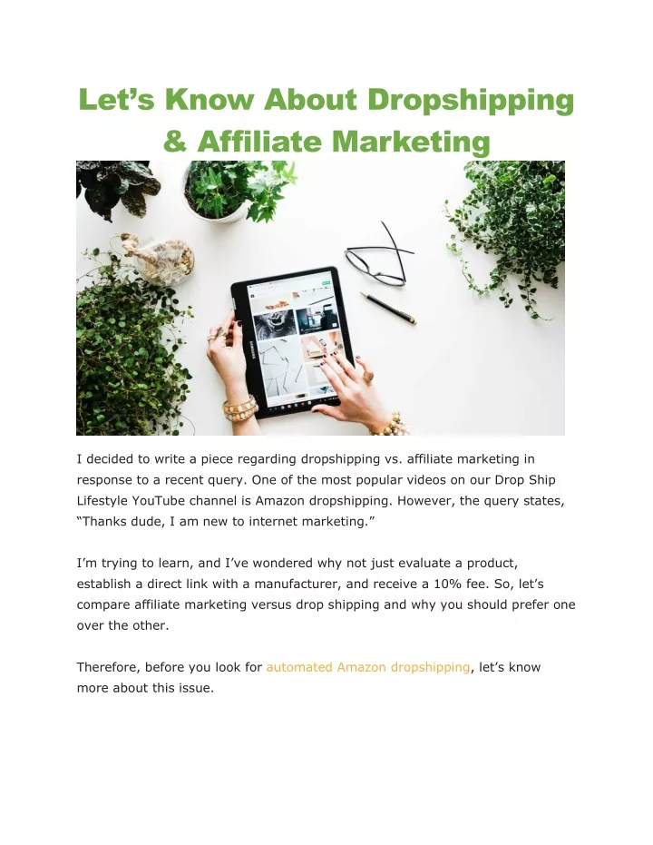 let s know about dropshipping affiliate marketing