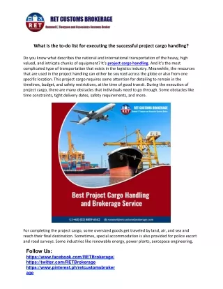 What is the to-do list for executing the successful project cargo handling?