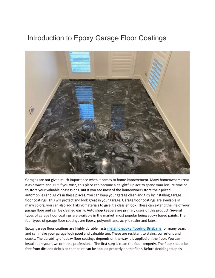 introduction to epoxy garage floor coatings