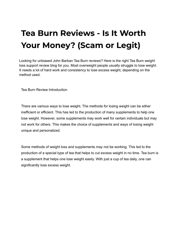 tea burn reviews is it worth your money scam