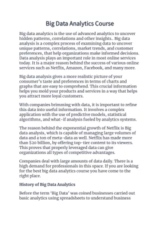 big data analytics course big data analytics