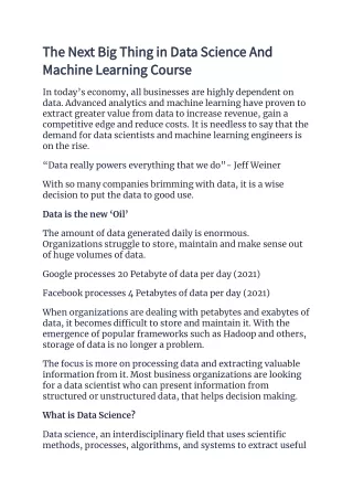 the next big thing in data science and the next
