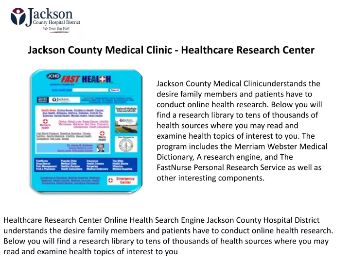 jackson county medical clinic healthcare research