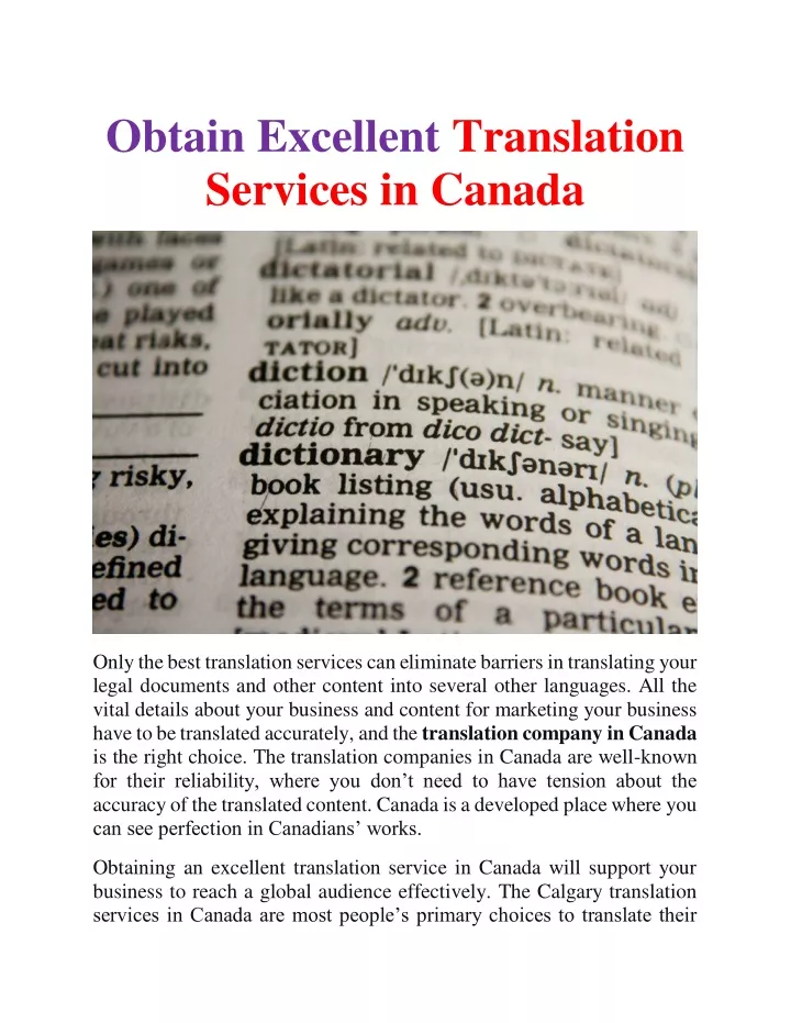 obtain excellent translation services in canada