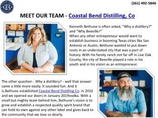 Coastal Bend Distilling Company - Texas made Vodka - About us - Coastal Bend Distilling, Co