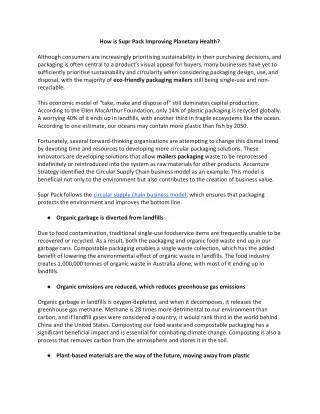 how is supr pack improving planetary health