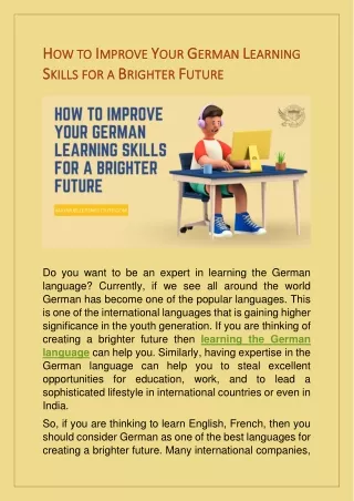 How To Improve Your German Learning Skills For A Brighter Future