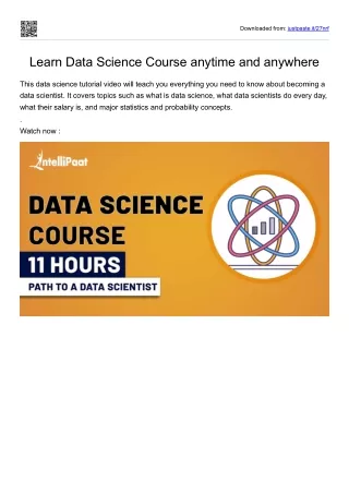 Learn Data Science Course anytime and anywhere