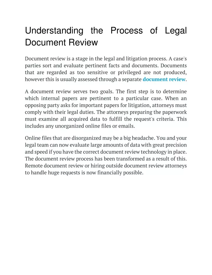 understanding the process of legal document review