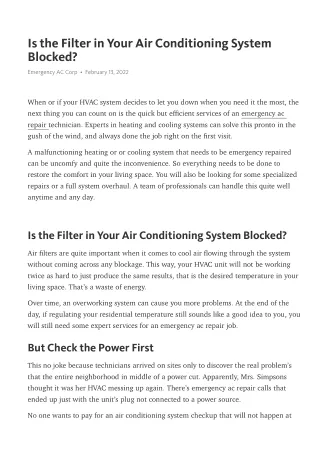 Is the Filter in Your Air Conditioning System Blocked