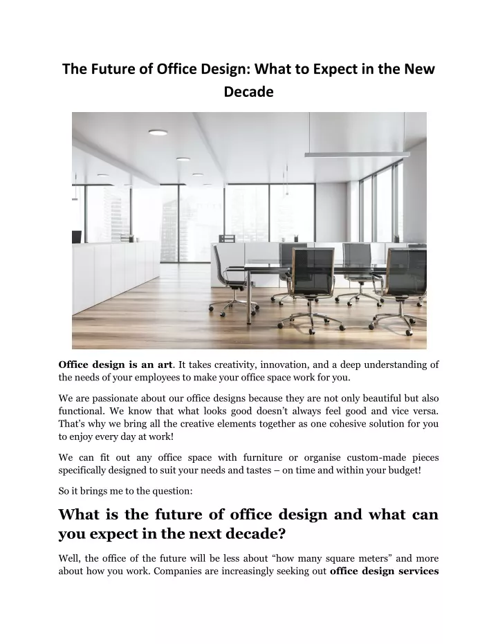 the future of office design what to expect