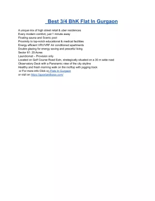 Best 3/4 BhK Flat In Gurgaon