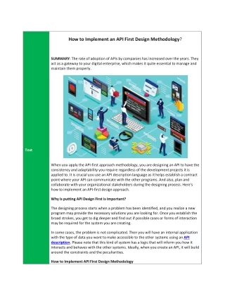 how to implement an api first design methodology