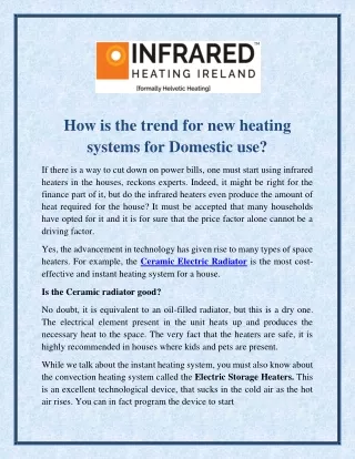 How is the trend for new heating systems for Domestic use