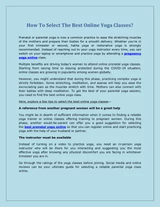 how to select the best online yoga classes