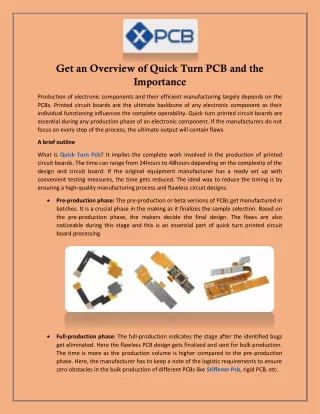 get an overview of quick turn