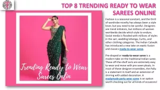  TOP 8 TRENDING READY TO WEAR SAREES ONLINE