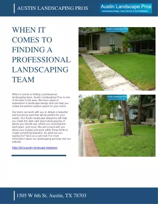 AUSTIN LANDSCAPING PROS - WHEN IT COMES TO FINDING A PROFESSIONAL LANDSCAPING TEAM