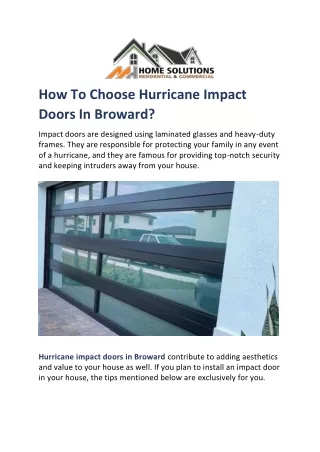 How To Choose Hurricane Impact Doors In Broward