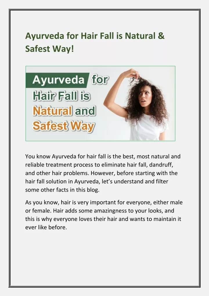 ayurveda for hair fall is natural safest way