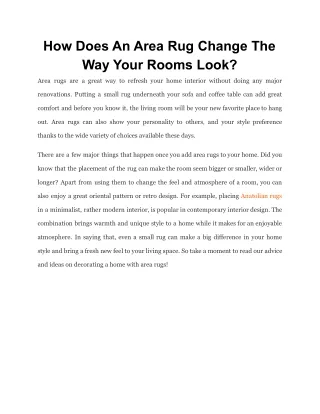 how does an area rug change the way your rooms