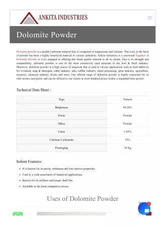 Dolomite Powder Manufacturer