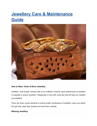 Jewellery Care & Maintenance Guide