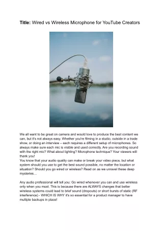 title wired vs wireless microphone for youtube
