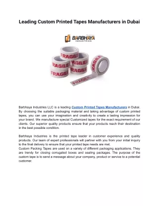 Leading Custom Printed Tapes Manufacturers in Dubai