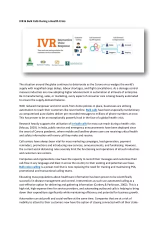 ivr bulk calls during a health crisis