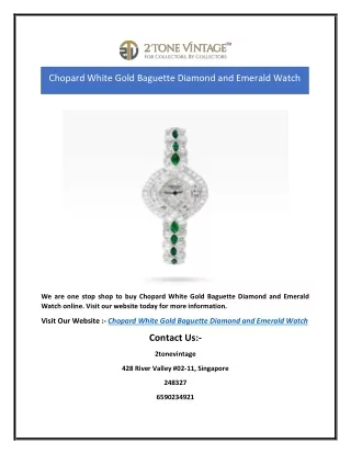 Chopard White Gold Baguette Diamond and Emerald Watch