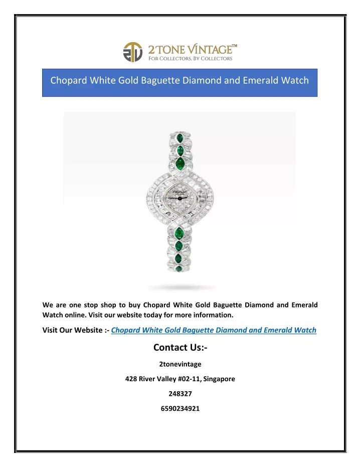 chopard white gold baguette diamond and emerald