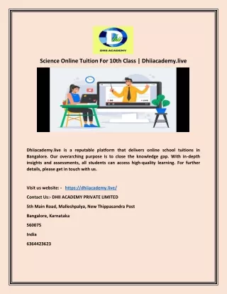 science online tuition for 10th class dhiiacademy